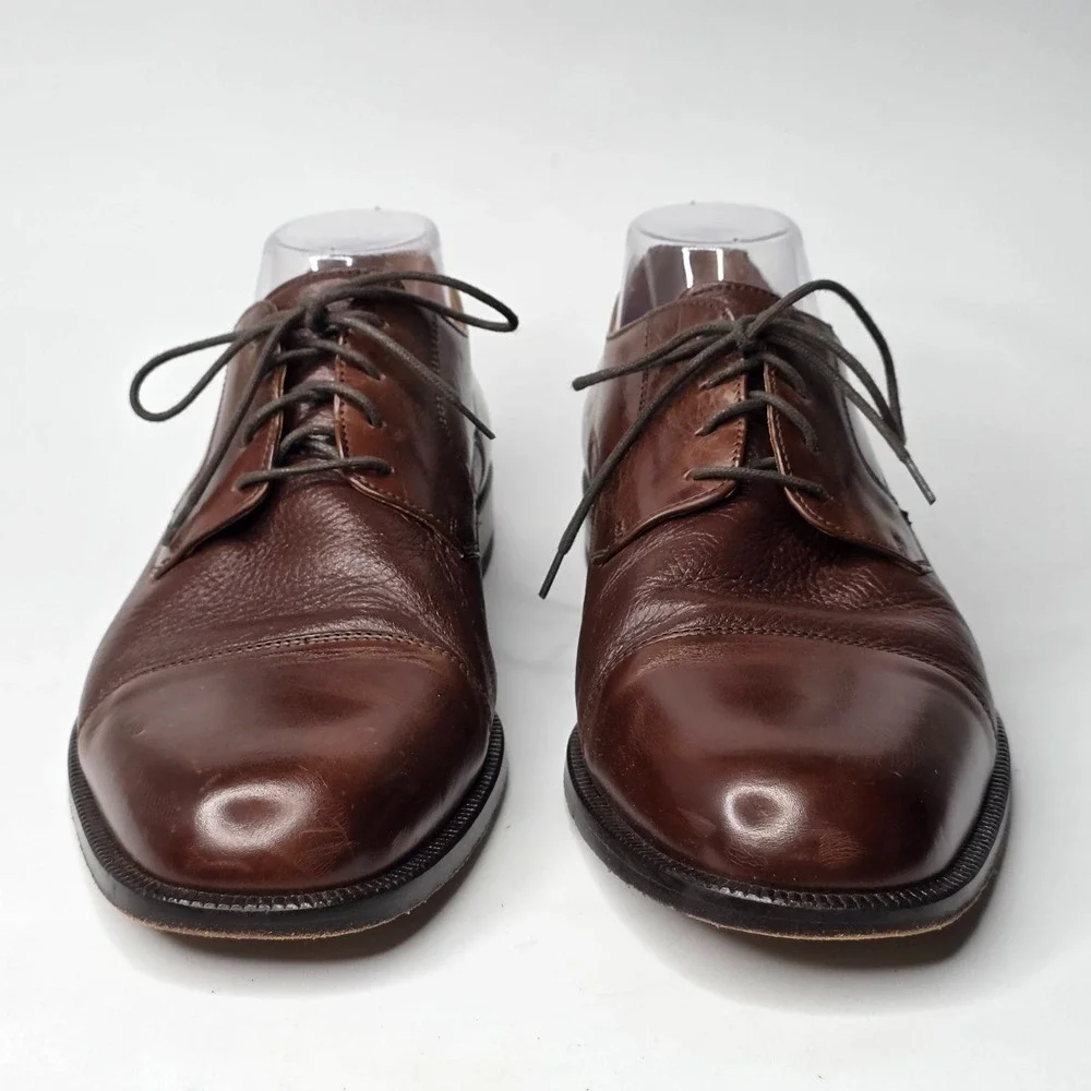 Bostonian Luxe Oxford Men's Shoes Size 9.5 W Brown‎ Leather Dress Lace Up Italy